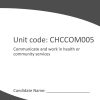 CHCCOM005 - Communicate and Work in Health or Community Services